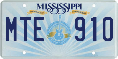 MS license plate MTE910
