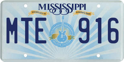 MS license plate MTE916