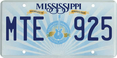 MS license plate MTE925