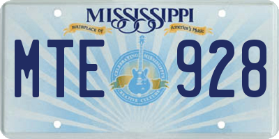 MS license plate MTE928