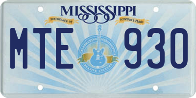 MS license plate MTE930