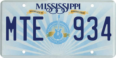 MS license plate MTE934