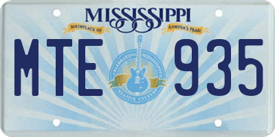 MS license plate MTE935