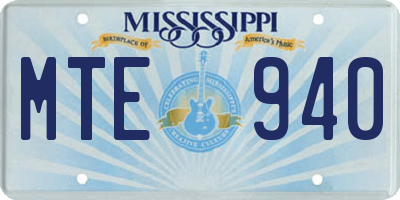 MS license plate MTE940