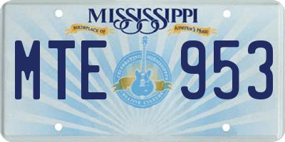 MS license plate MTE953