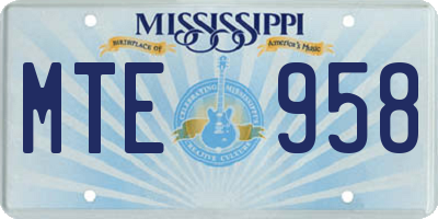 MS license plate MTE958