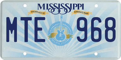 MS license plate MTE968