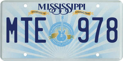 MS license plate MTE978