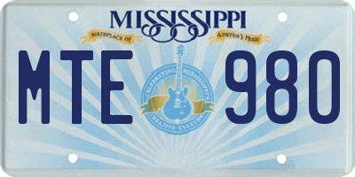 MS license plate MTE980