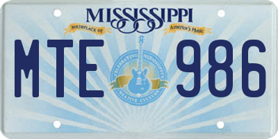 MS license plate MTE986