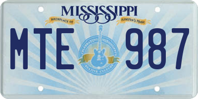 MS license plate MTE987