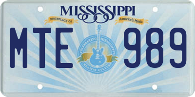 MS license plate MTE989