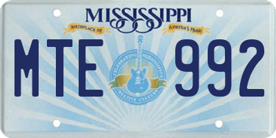 MS license plate MTE992