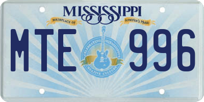 MS license plate MTE996