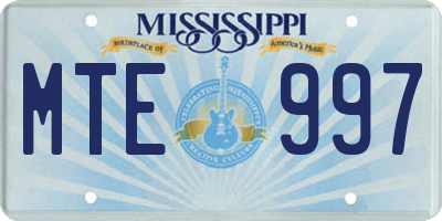 MS license plate MTE997