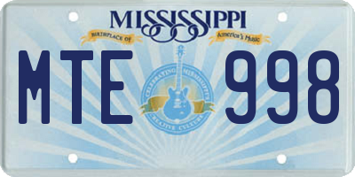 MS license plate MTE998