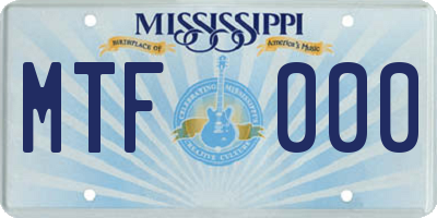 MS license plate MTF000
