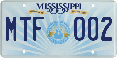 MS license plate MTF002
