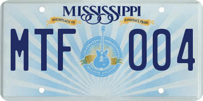 MS license plate MTF004