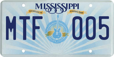 MS license plate MTF005