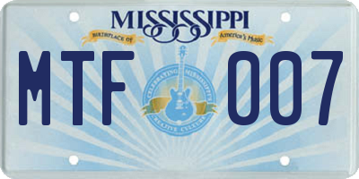 MS license plate MTF007