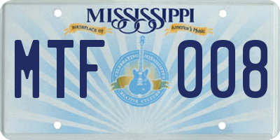 MS license plate MTF008