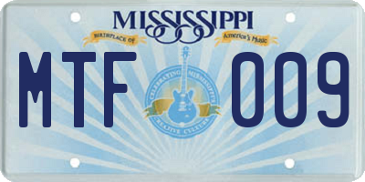 MS license plate MTF009