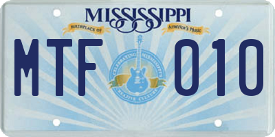 MS license plate MTF010