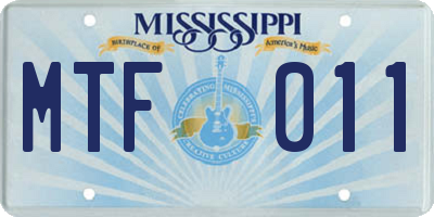 MS license plate MTF011