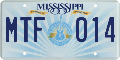 MS license plate MTF014