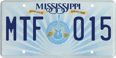 MS license plate MTF015