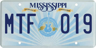 MS license plate MTF019