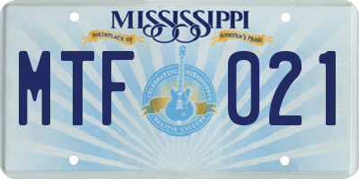 MS license plate MTF021