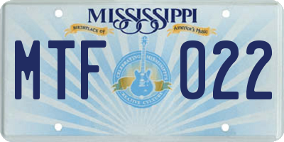 MS license plate MTF022