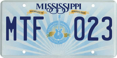 MS license plate MTF023
