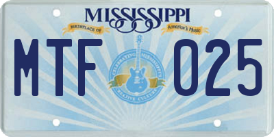 MS license plate MTF025