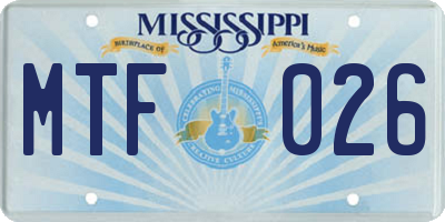 MS license plate MTF026