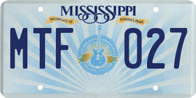 MS license plate MTF027