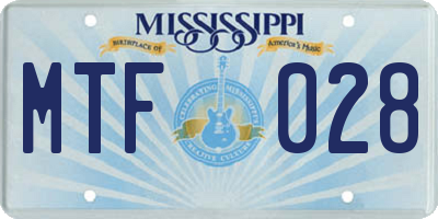 MS license plate MTF028