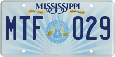 MS license plate MTF029
