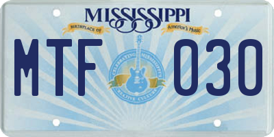 MS license plate MTF030