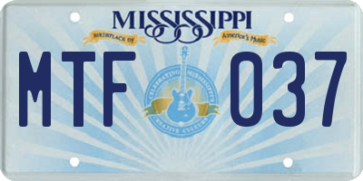 MS license plate MTF037