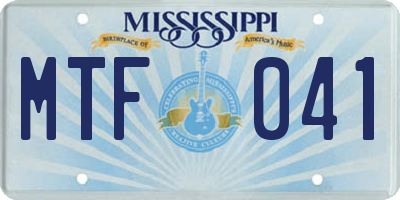 MS license plate MTF041