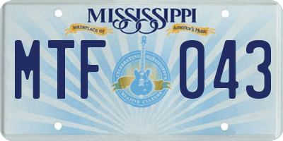 MS license plate MTF043