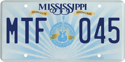 MS license plate MTF045