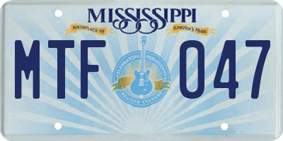 MS license plate MTF047
