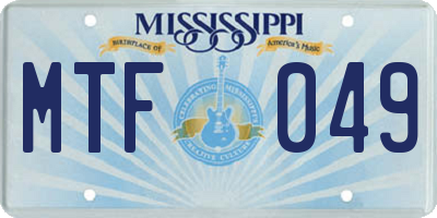 MS license plate MTF049