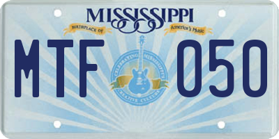 MS license plate MTF050