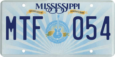 MS license plate MTF054
