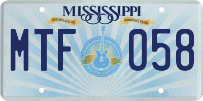 MS license plate MTF058
